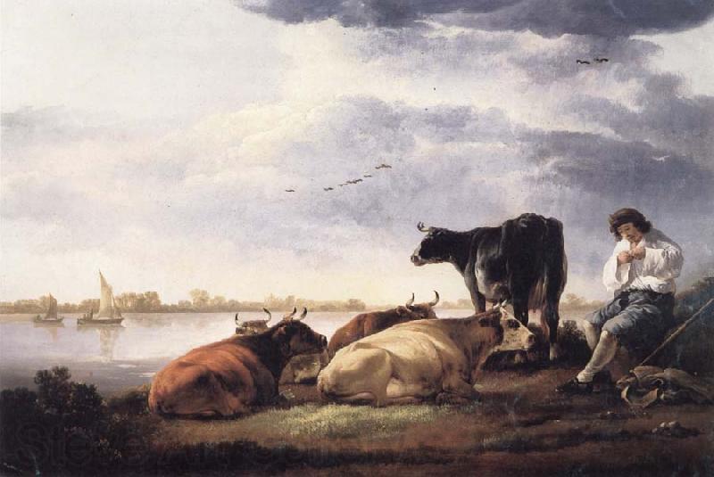 Aelbert Cuyp Cows and Herdsman by a River Spain oil painting art